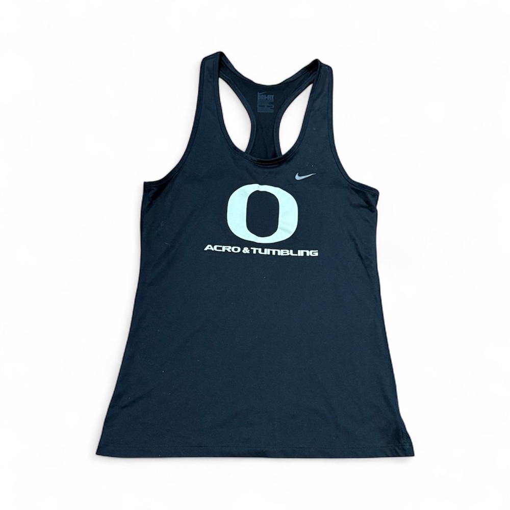 Nike Women's Oregon Ducks  Black and White Tank Top Medium Dri-Fit Acro & Tumb